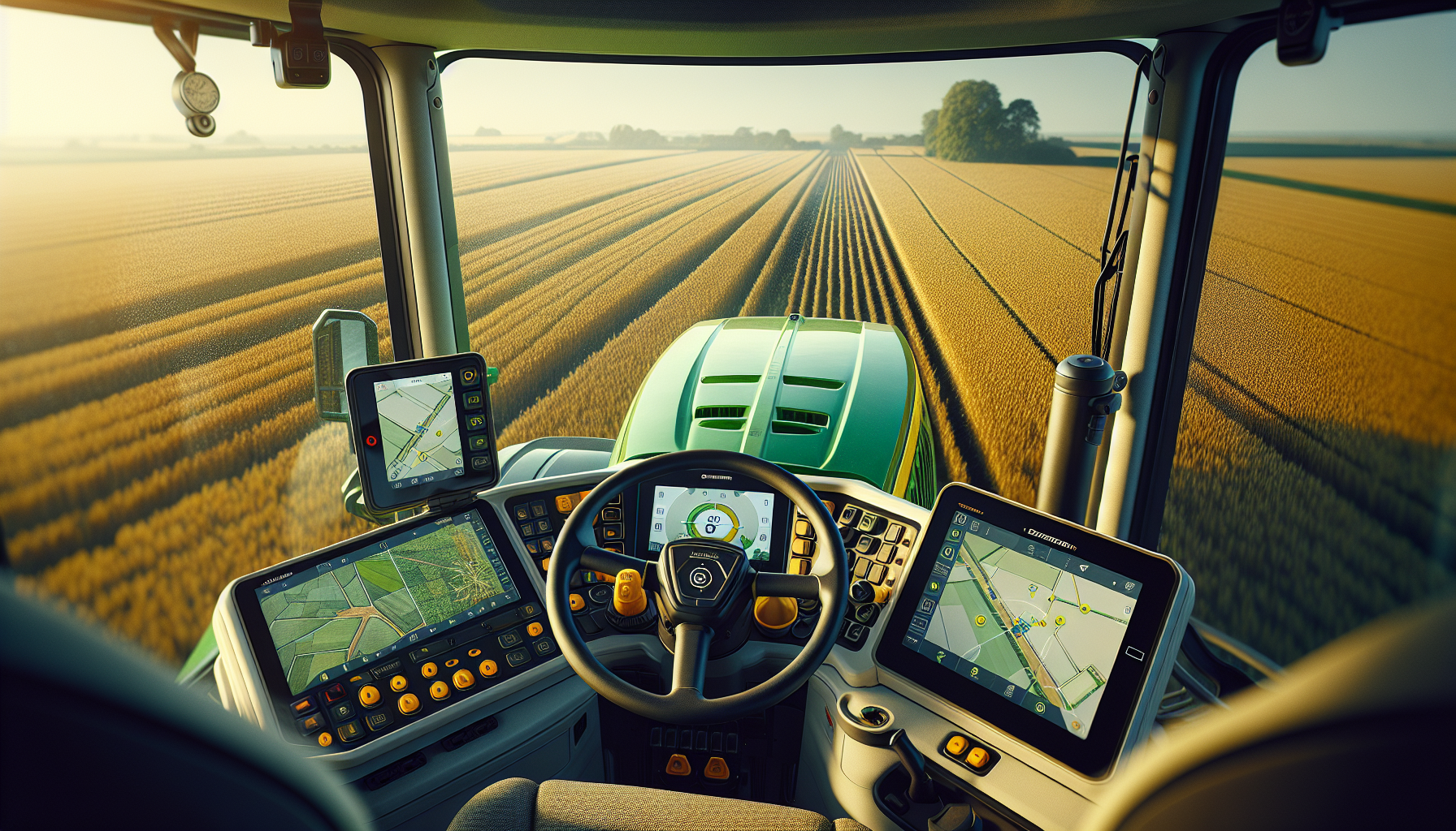 Precision agriculture technology in a modern tractor cab